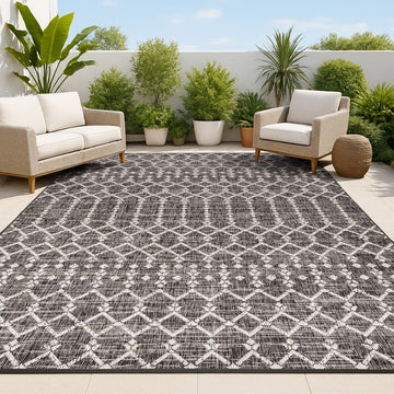 Ourika Moroccan Geometric Textured Weave Indoor/outdoor Area Rug